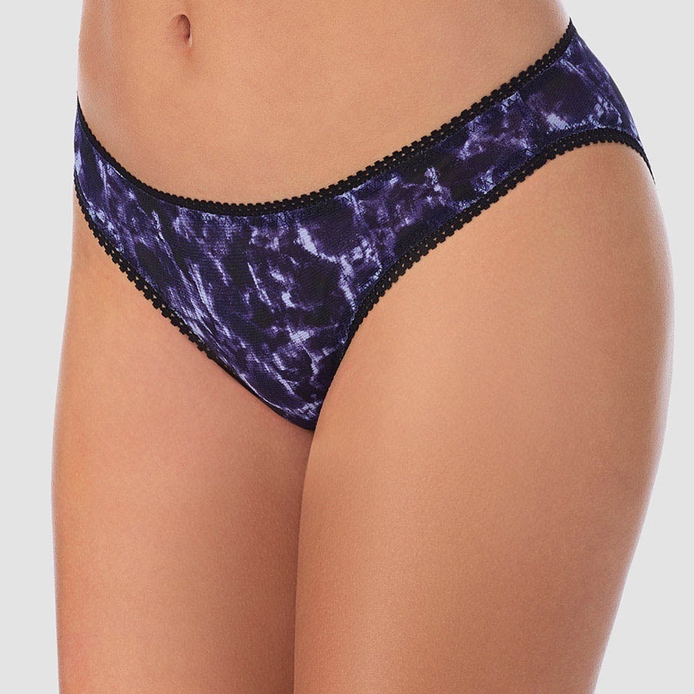 On Gossamer Triple Mesh Hip Bikini Panty Black Purple Flora NWT Size M